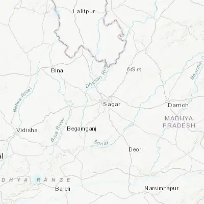 Map showing location of Saugor (23.838770, 78.738740)