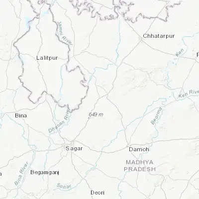 Map showing location of Shāhgarh (24.313650, 79.118060)