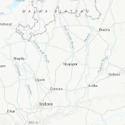 Map showing location of Shājāpur (23.426370, 76.277750)
