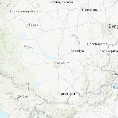 Map showing location of Shrīrangapattana (12.422640, 76.684390)
