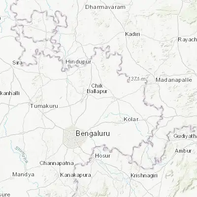 Map showing location of Sidlaghatta (13.388960, 77.864440)