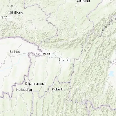 Map showing location of Silchar (24.827330, 92.797870)