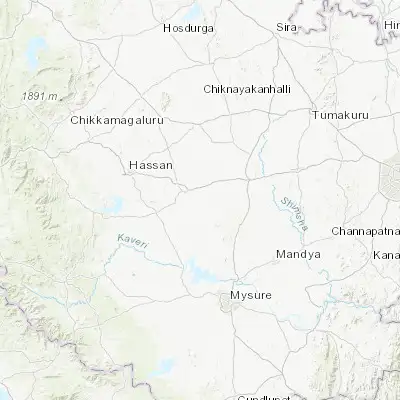 Map showing location of Srāvana Belgola (12.857370, 76.488860)