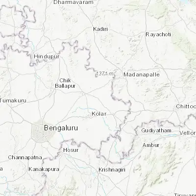 Map showing location of Srīnivāspur (13.339140, 78.211750)