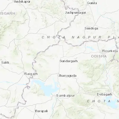 Map showing location of Sundargarh (22.116670, 84.033330)