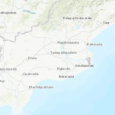 Map showing location of Tanuku (16.754380, 81.681430)