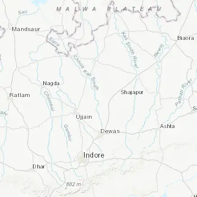 Map showing location of Tarāna (23.333830, 76.042530)