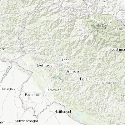 Map showing location of Tehri (30.390860, 78.480300)