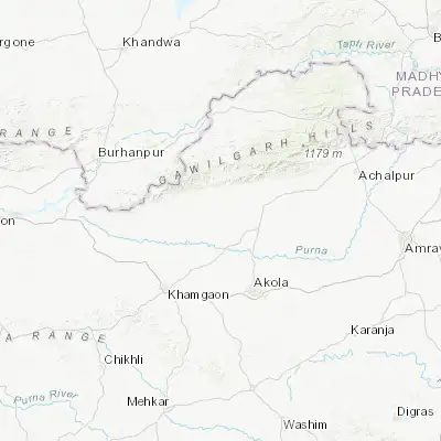 Map showing location of Telhāra (21.026940, 76.838890)