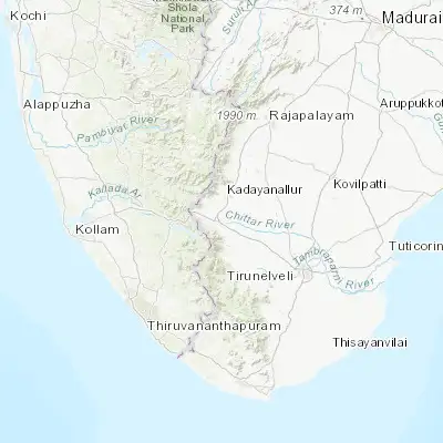 Map showing location of Thenkasi (8.960030, 77.315250)