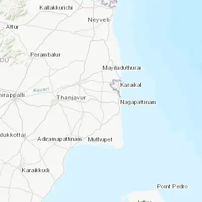 Map showing location of Thiruvarur (10.772690, 79.636800)