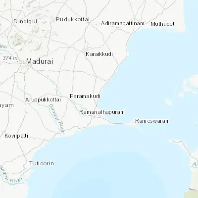 Map showing location of Tiruppālaikudi (9.546060, 78.917210)