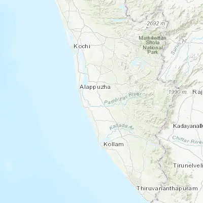 Map showing location of Tiruvalla (9.381600, 76.574890)