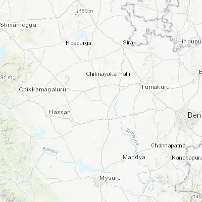 Map showing location of Turuvekere (13.163740, 76.666410)