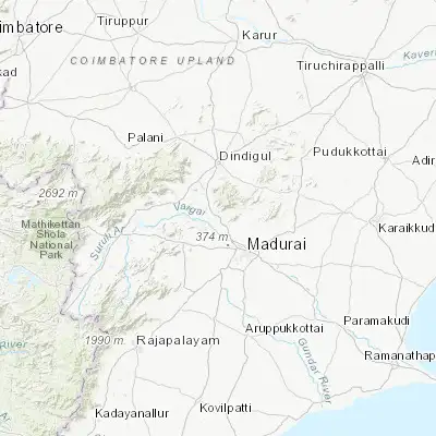 Map showing location of Vādippatti (10.084810, 77.961130)