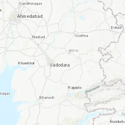 Map showing location of Vāghodia (22.305050, 73.400160)