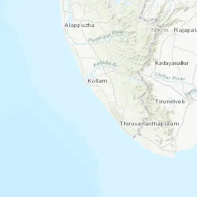 Map showing location of Varkala (8.733300, 76.716700)