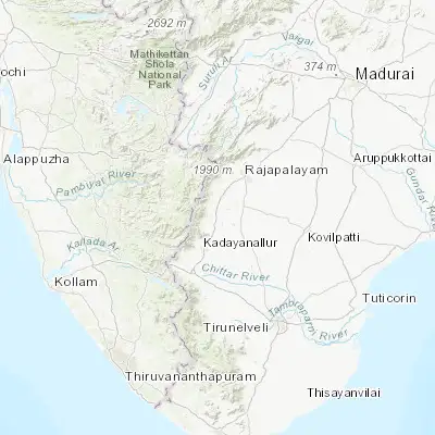 Map showing location of Vāsudevanallūr (9.241710, 77.411770)