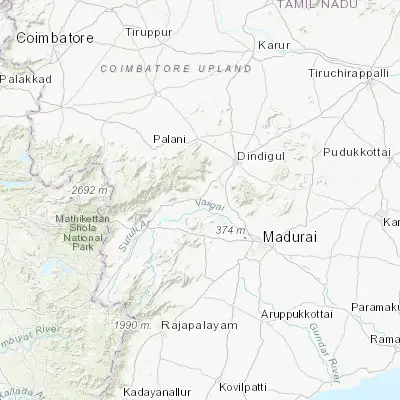 Map showing location of Vattalkundu (10.160690, 77.758830)