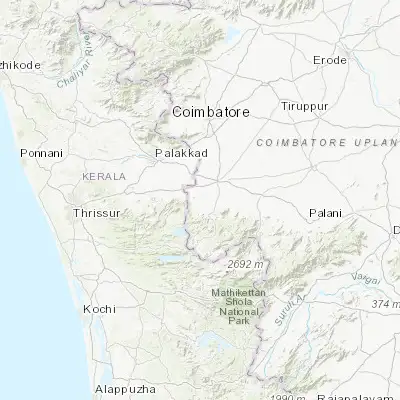 Map showing location of Vettaikkaranpudur (10.562070, 76.913050)