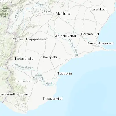 Map showing location of Vilattikulam (9.132270, 78.166350)
