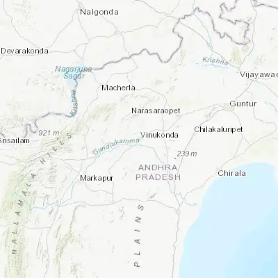 Map showing location of Vinukonda (16.053100, 79.739640)