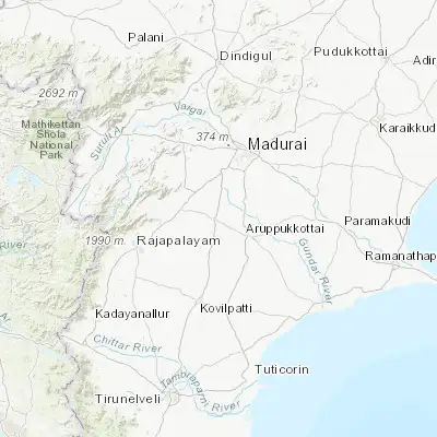 Map showing location of Virudunagar (9.585090, 77.957870)