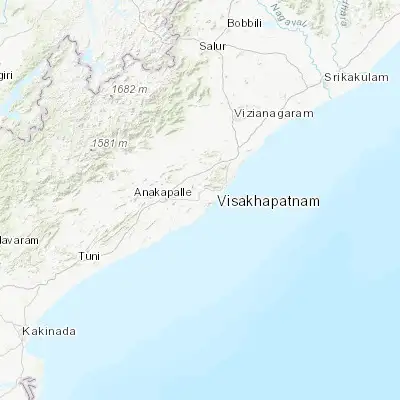 Map showing location of Visakhapatnam (17.680090, 83.201610)