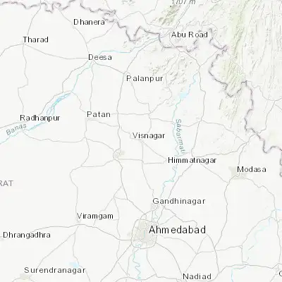 Map showing location of Visnagar (23.698550, 72.552100)