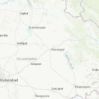 Map showing location of Warangal (18.000000, 79.583330)