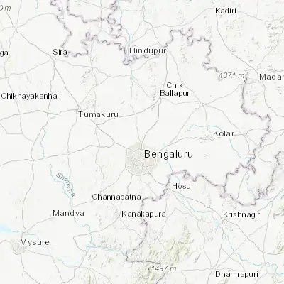 Map showing location of Yelahanka (13.100730, 77.596320)