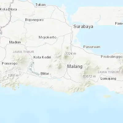 Map showing location of Batu (-7.870000, 112.528330)