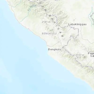 Map showing location of Bengkulu (-3.800440, 102.265540)