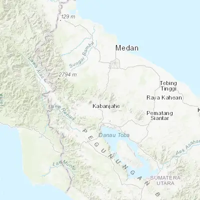 Map showing location of Berastagi (3.194680, 98.508890)