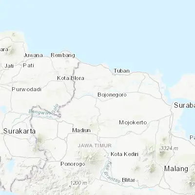 Map showing location of Bojonegoro (-7.150200, 111.881700)