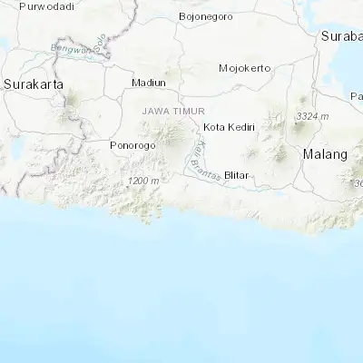 Map showing location of Boyolangu (-8.118100, 111.893500)