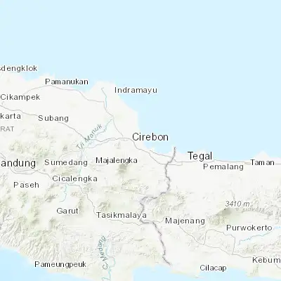 Map showing location of Cirebon (-6.706300, 108.557000)