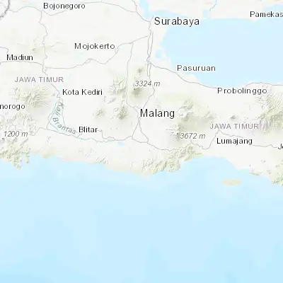 Map showing location of Gongdanglegi Kulon (-8.175290, 112.635940)