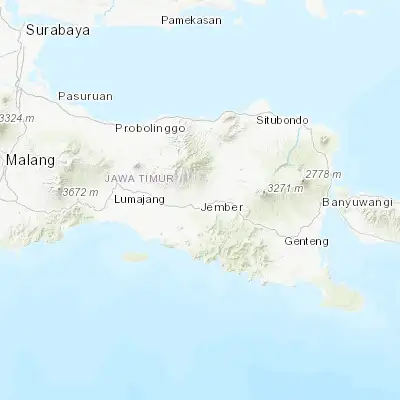 Map showing location of Jember (-8.172110, 113.699530)