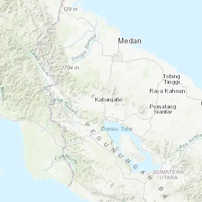 Map showing location of Kabanjahe (3.100100, 98.490800)