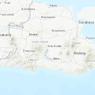 Map showing location of Kediri (-7.816670, 112.016670)