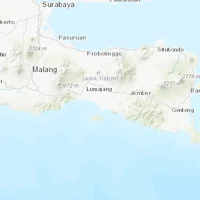 Map showing location of Kencong (-8.283330, 113.366670)