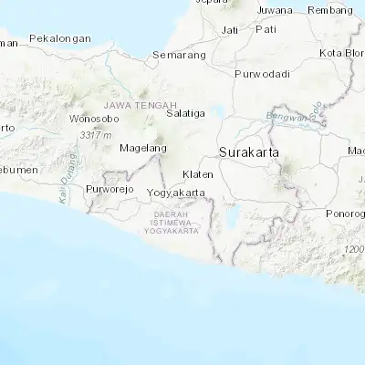 Map showing location of Klaten (-7.705830, 110.606390)