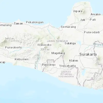 Map showing location of Magelang (-7.470560, 110.217780)