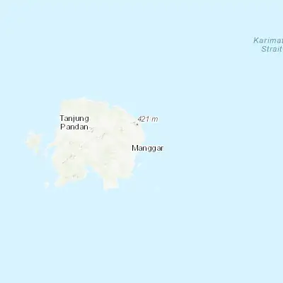 Map showing location of Manggar (-2.883330, 108.266670)