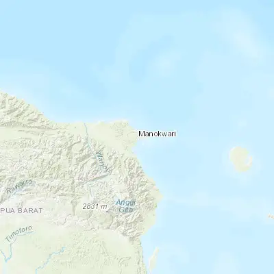 Map showing location of Manokwari (-0.862910, 134.064020)
