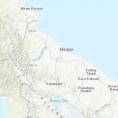 Map showing location of Medan (3.583330, 98.666670)