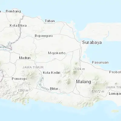 Map showing location of Mojoagung (-7.566670, 112.350000)