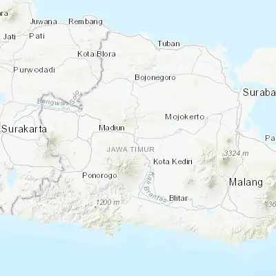 Map showing location of Nganjuk (-7.605100, 111.903500)