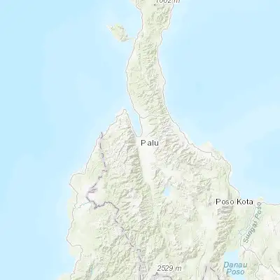Map showing location of Palu (-0.908330, 119.870830)